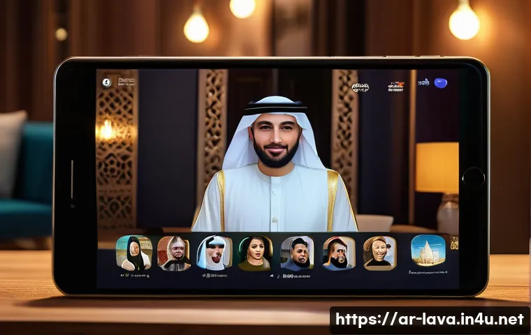 라바와 OTT 플랫폼 간 협력 - A vibrant digital streaming platform interface displaying an Arabic drama series with interactive li...