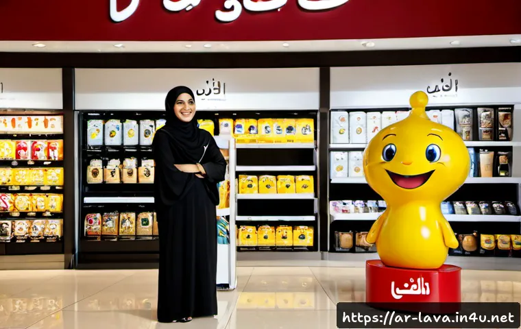 라바와 협업한 브랜드 캠페인 - Photorealistic brand collaboration campaign display in a contemporary Riyadh shopping mall, two orig...